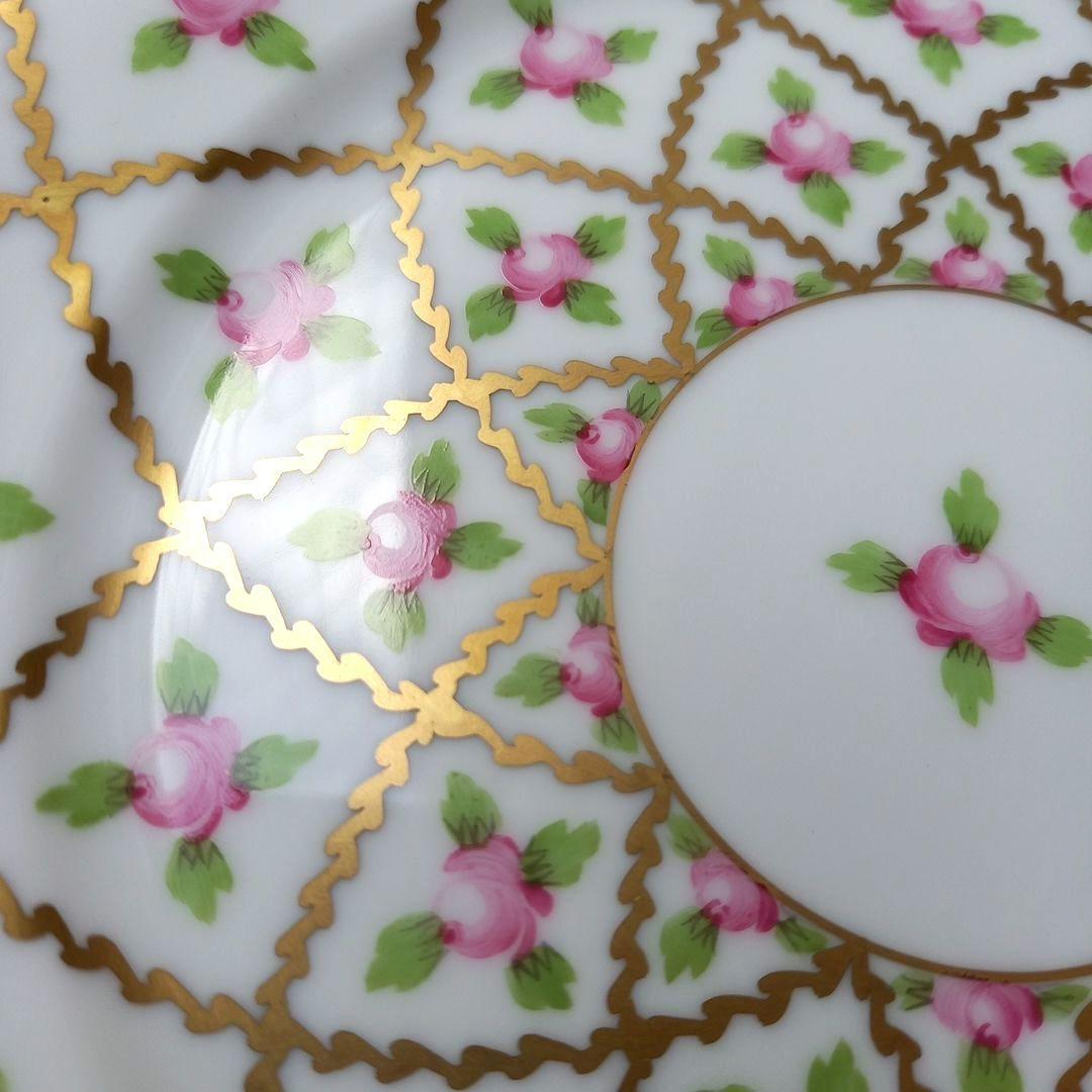 ヘレンド　セーブル風　小薔薇金彩　デザートプレート　Herend