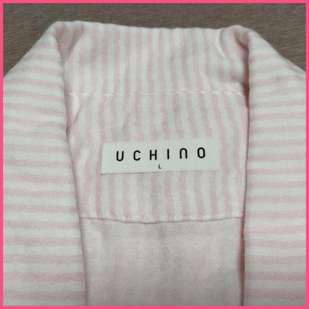 ◆新品 ウチノ マシュマロガーゼ パジャマＬ ピンク ストライプ