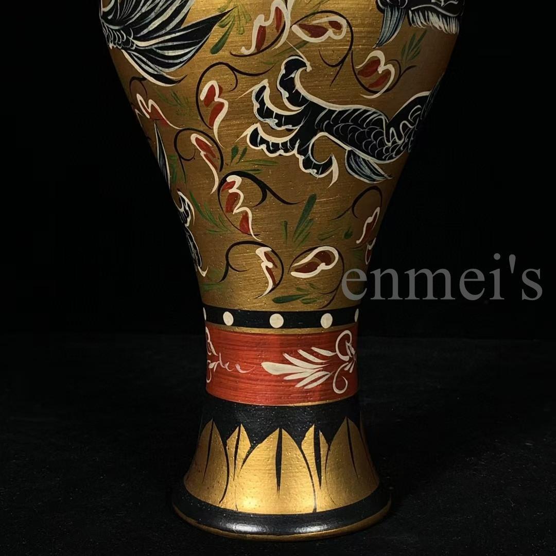 中国古美術・旧蔵宋汝窯・宋真宗御賜款彩繪龍紋梅瓶・彩絵・花瓶・陶磁器・文房置物