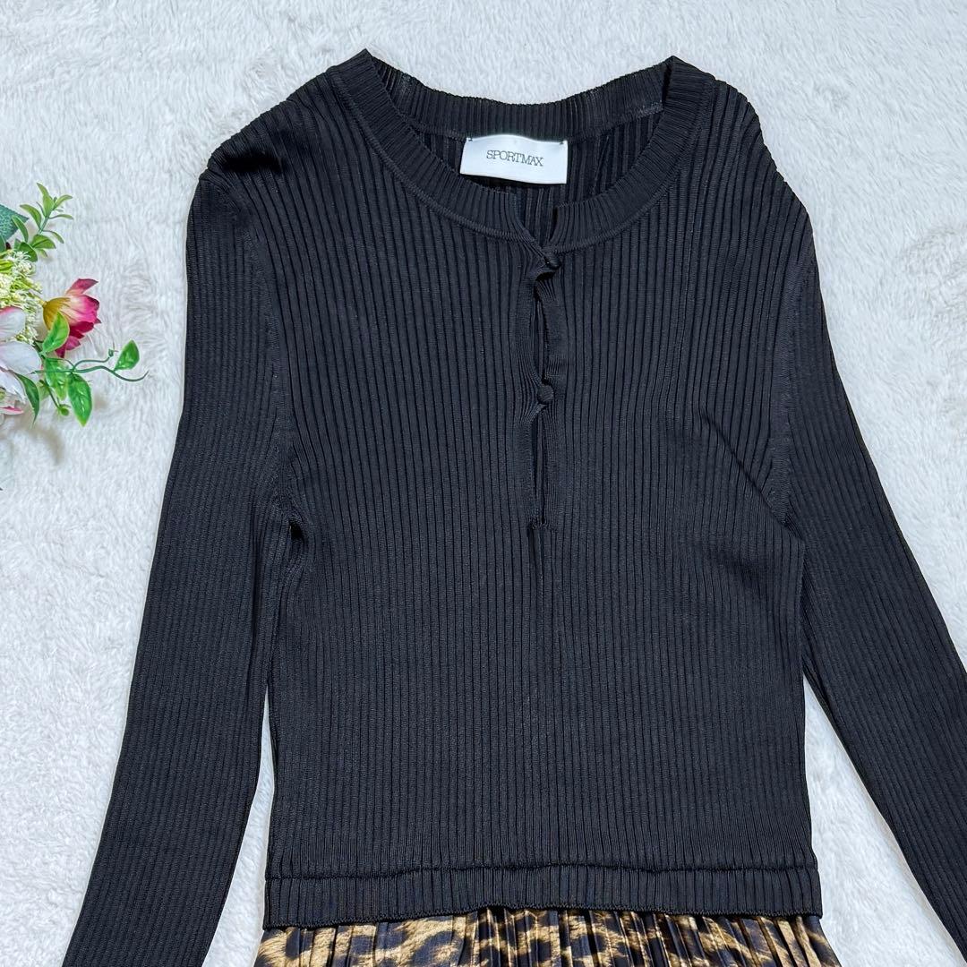 美品　マックスマーラ　 ニットワンピース ドッキング プリーツ　マキシ丈