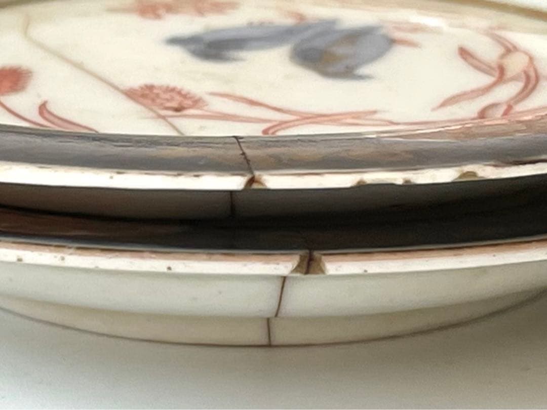 アンティーク　骨董　古伊万里　金継ぎ用　輸出伊万里　金襴手　小皿2枚　粟鶉図