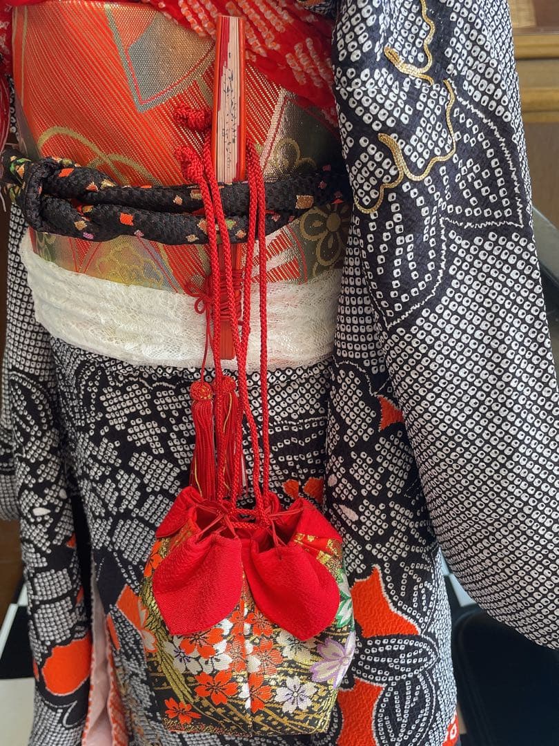 七五三お祝い黒絞り柄セット