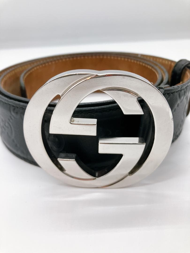 グッチ 114984 インターロッキングG グッチシマ レザー ベルト