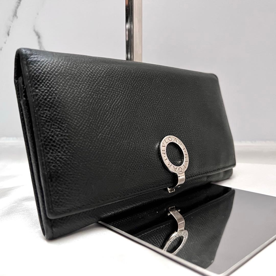 ◇美品◇ブルガリ　ビーゼロワン　フラップ型長財布　シルバー金具×ブラックレザー
