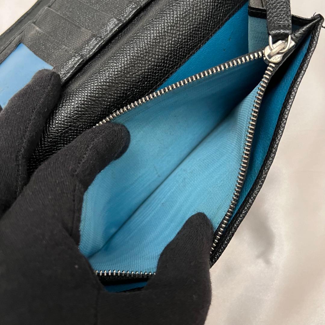◇美品◇ブルガリ　ビーゼロワン　フラップ型長財布　シルバー金具×ブラックレザー
