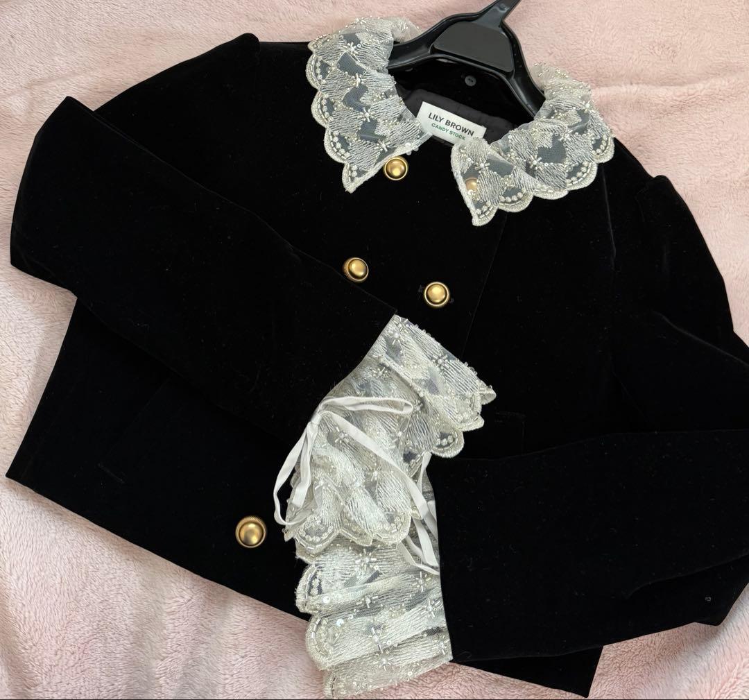 [L.B CANDY STOCK]スカラップビジューアタッチドジャケット新品