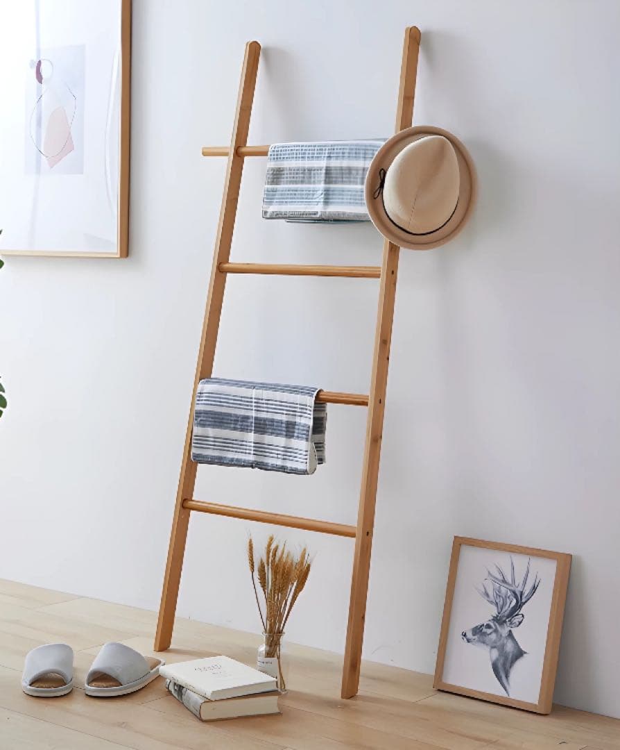 【ラダーラック／シェルフ】掛ける収納♩ラダー型タオル掛け 145cm⁂