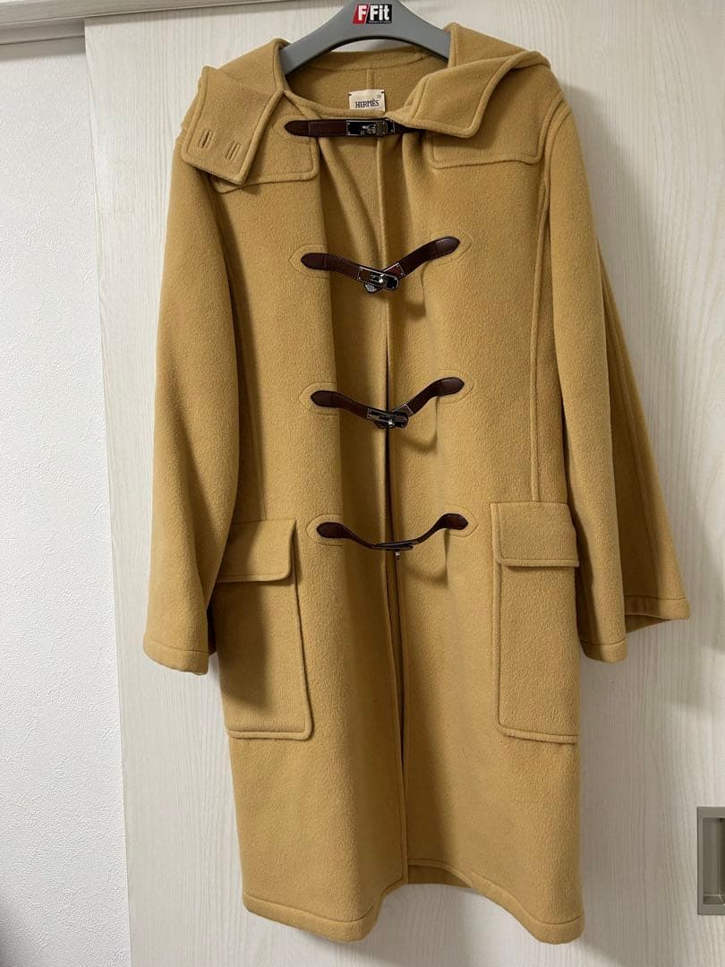 未使用級極美品　HERMES ケリー金具カシミヤダッフルコート 36キャメル