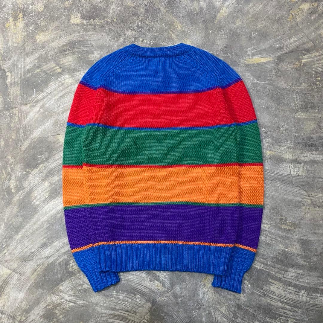 80s　LANDS‘ END　ランズエンド　カラフル　ボーダー　セーター　ニット