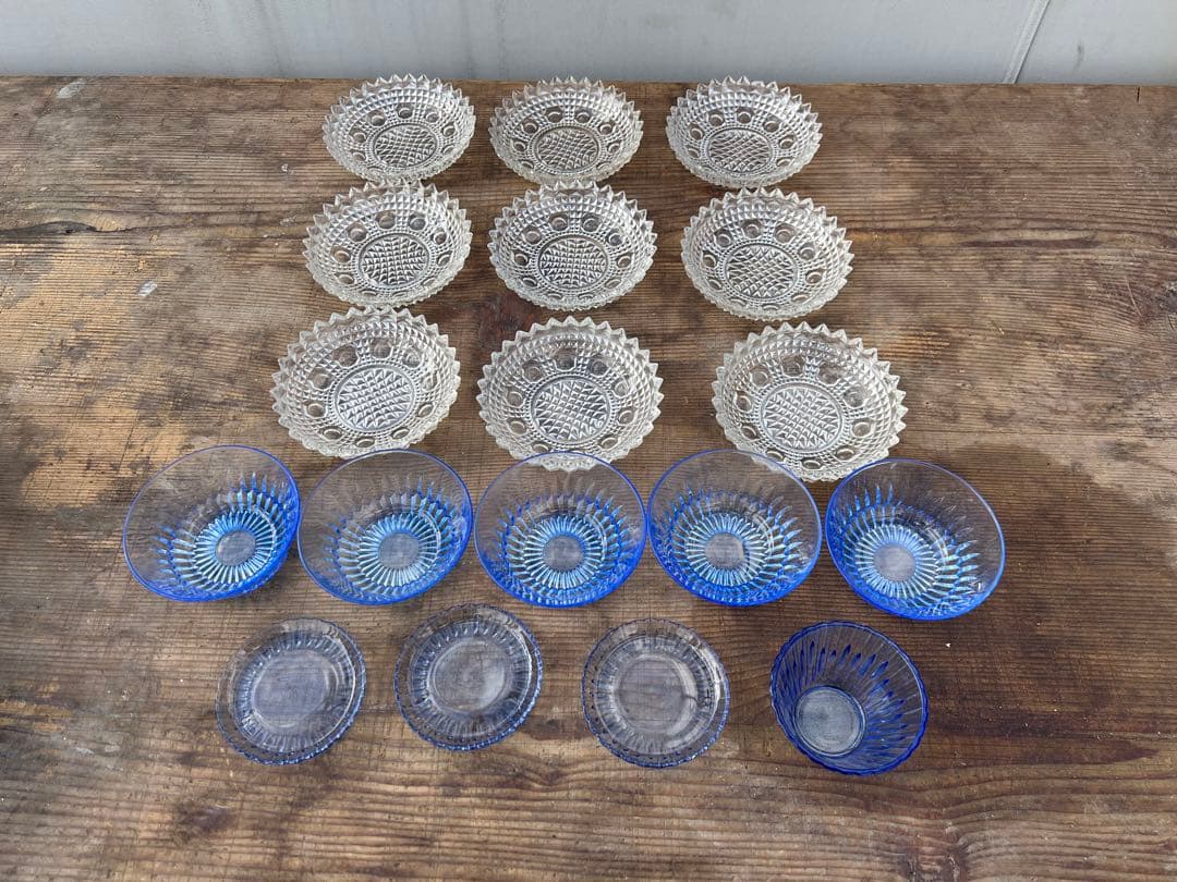 【O-1114】ガラス食器 プレスガラス 昭和レトロ 大正