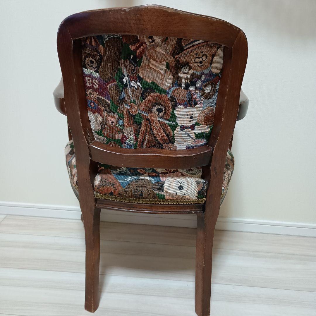 う*こ様 アンティーク テディベア柄 木製椅子