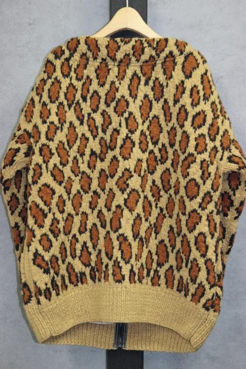 マクマホンニッティングミルズ レオパード柄 ウール ニットカーディガン