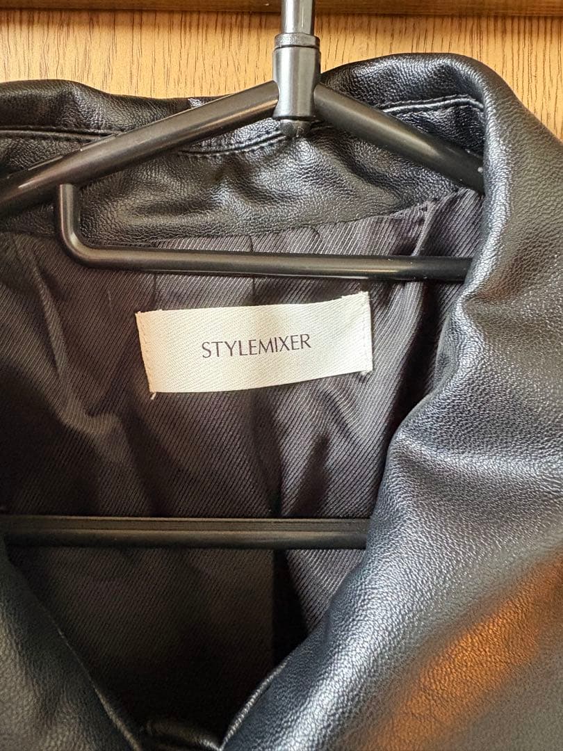 STYLEMIXER ステンカラーフェイクレザージャケット