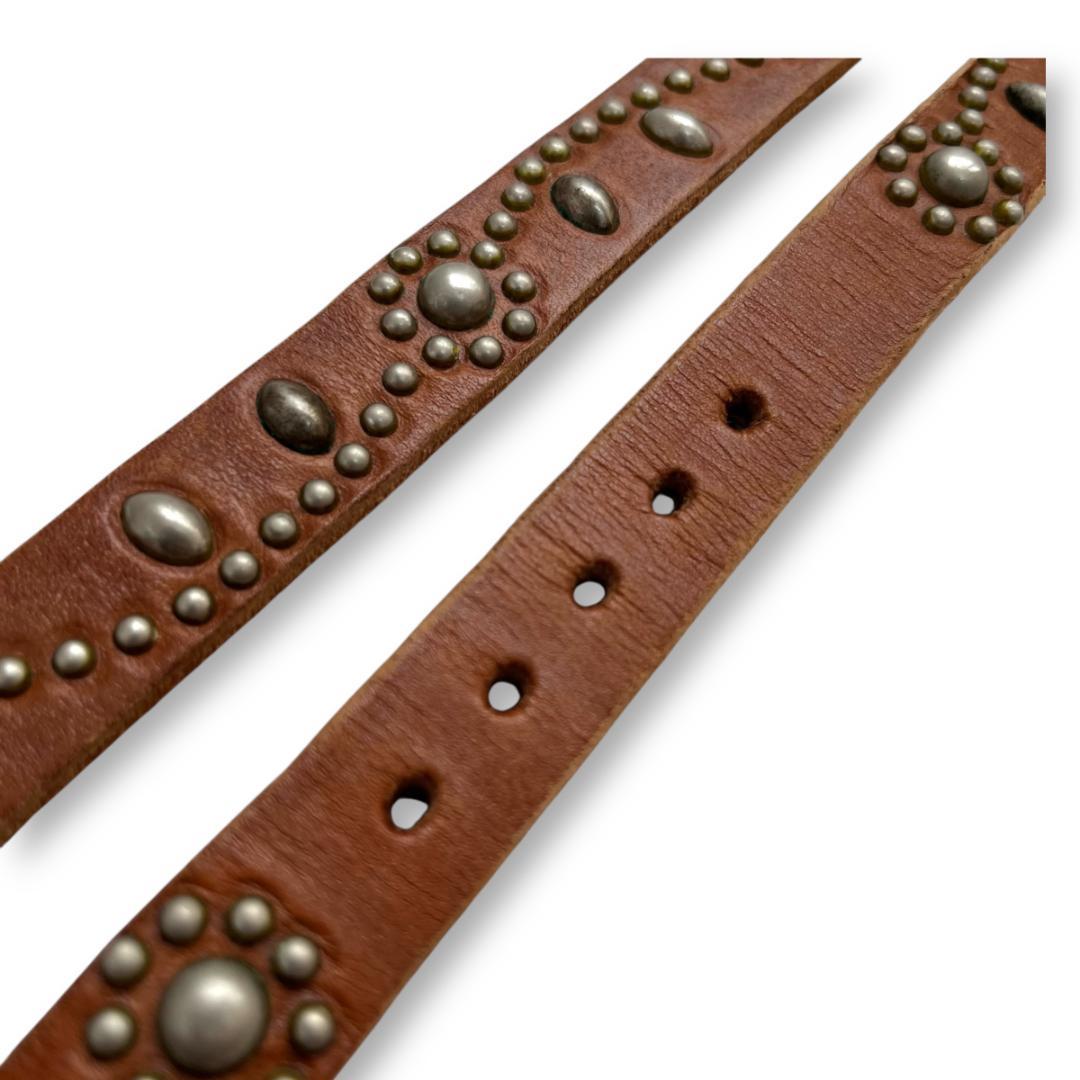 HTC スタッズベルト ナローベルト レザーベルト フラワー装飾