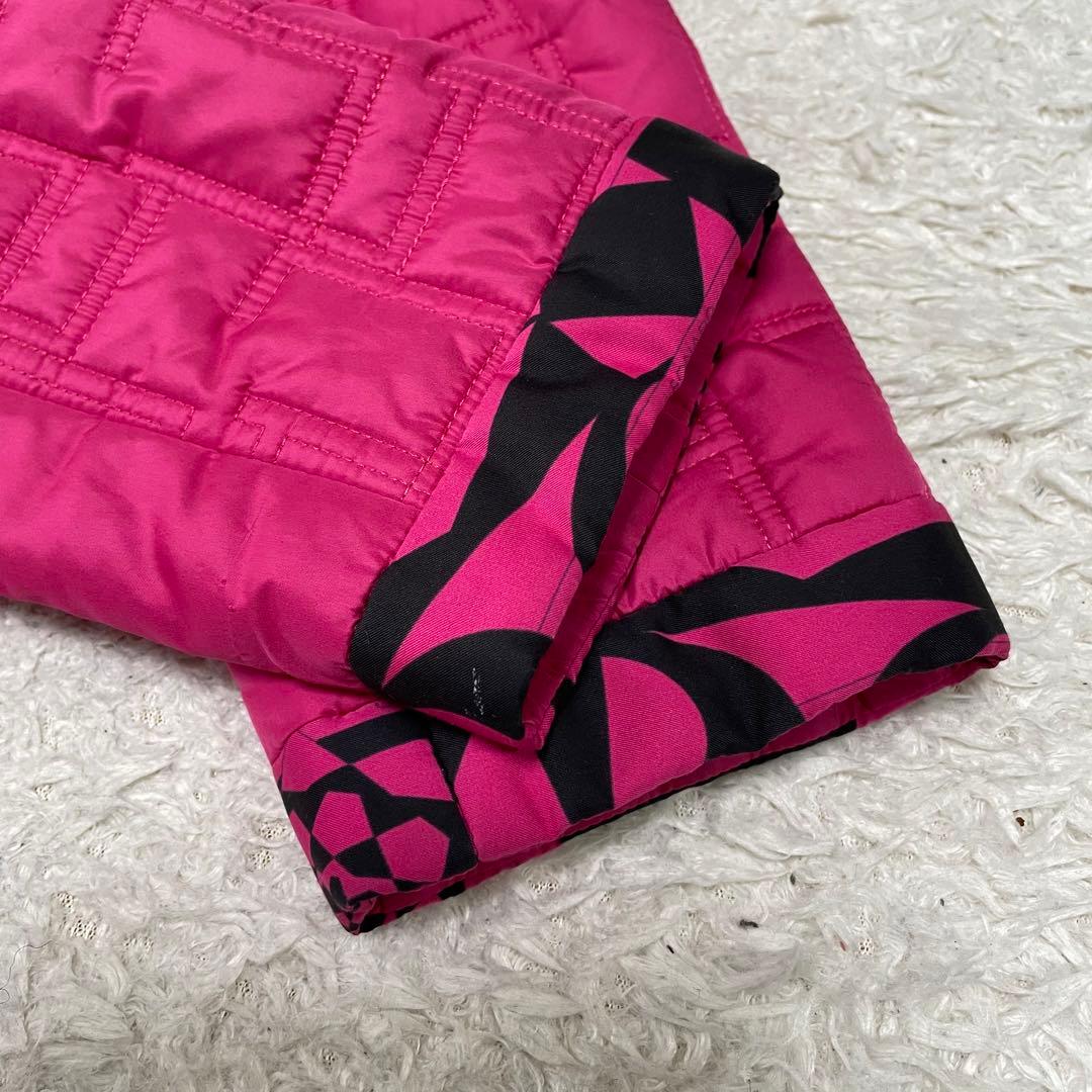 レオナール✨中綿　キルティング　ロングコート トリム ピンク 40 Wジップ