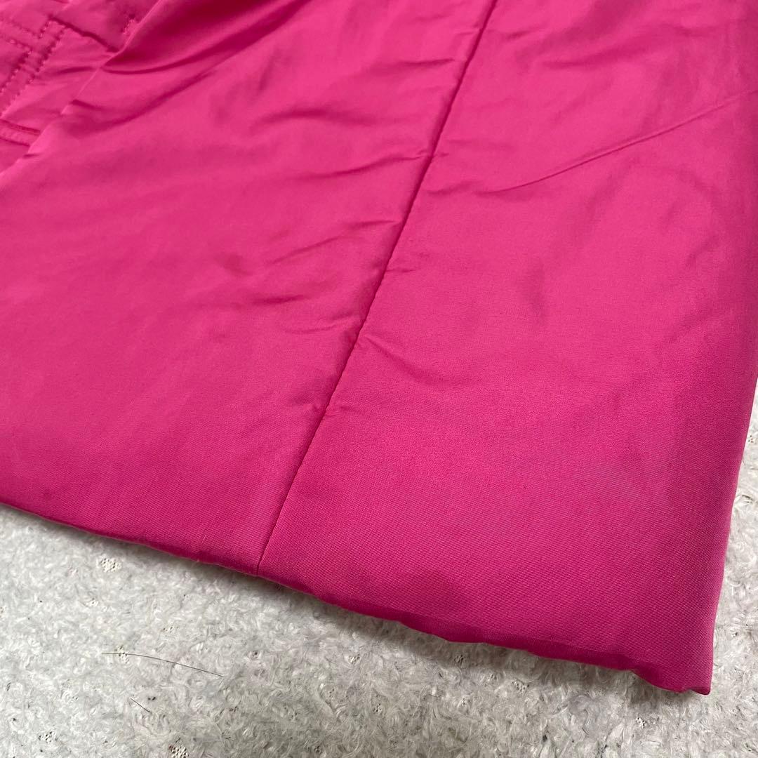 レオナール✨中綿　キルティング　ロングコート トリム ピンク 40 Wジップ