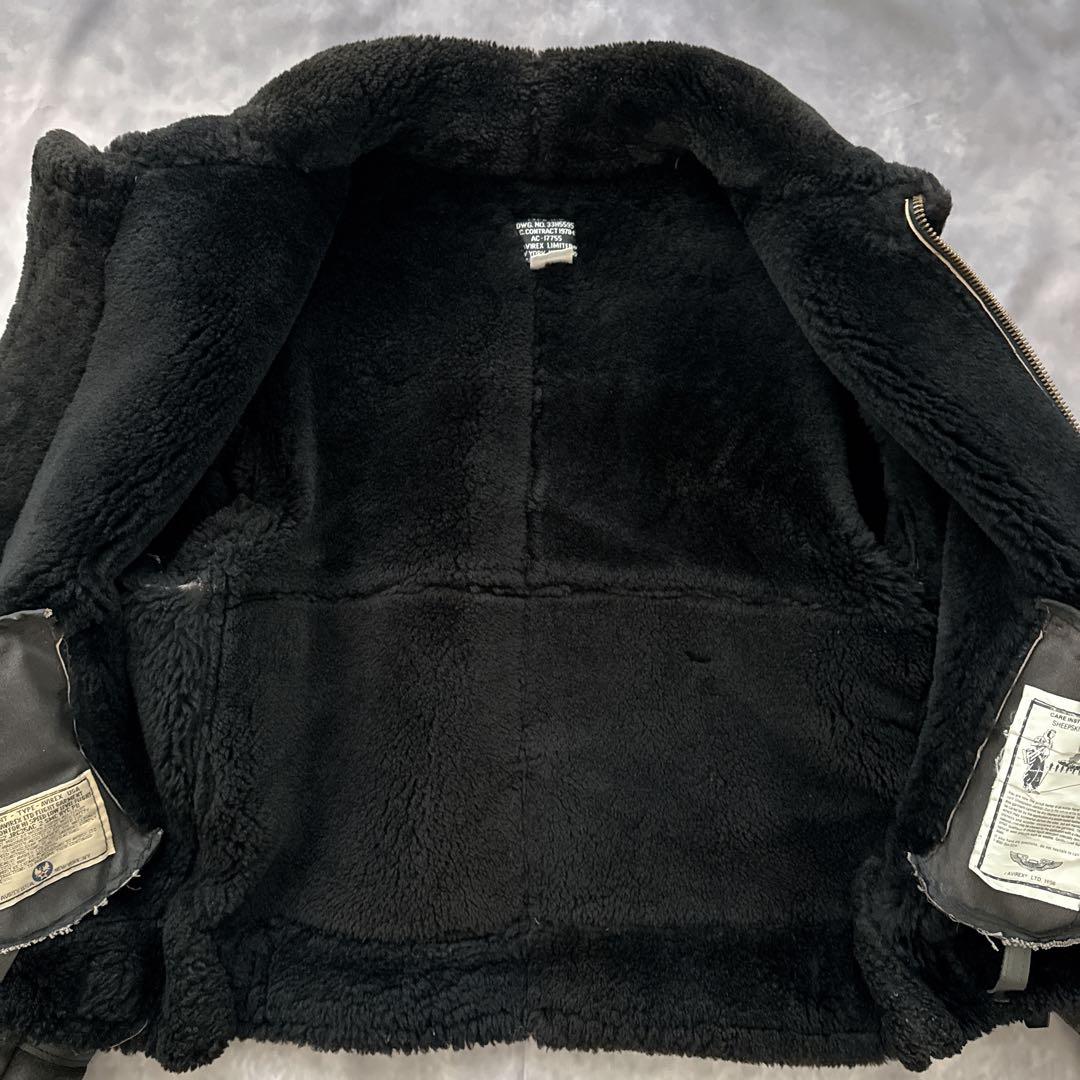 AVIREX B-3 フライトジャケット レザージャケット ムートン　黒　38