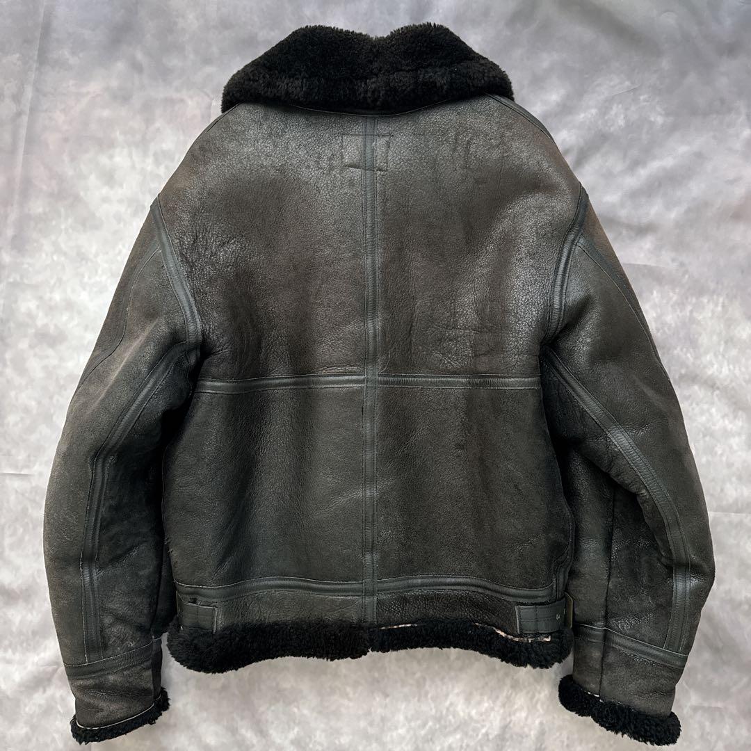 AVIREX B-3 フライトジャケット レザージャケット ムートン　黒　38