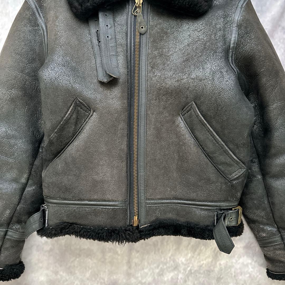 AVIREX B-3 フライトジャケット レザージャケット ムートン　黒　38
