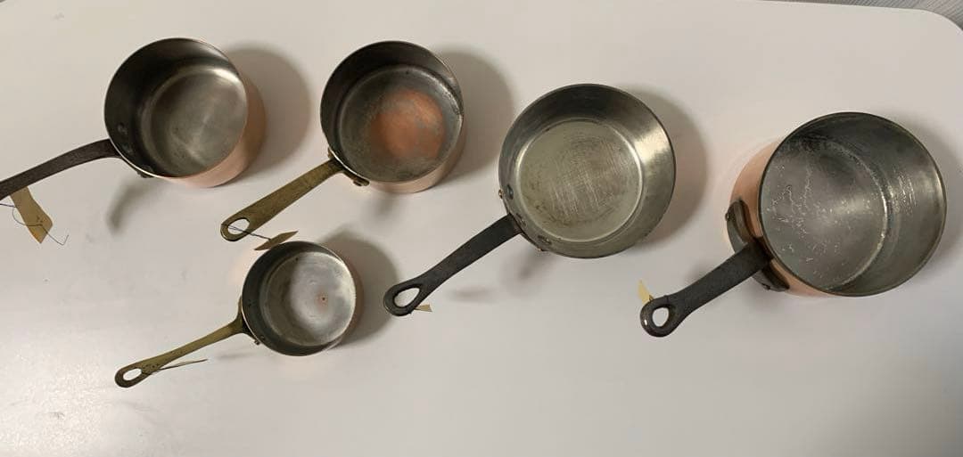 銅製片手鍋　ソースパン　5個セット　フランスアンティーク