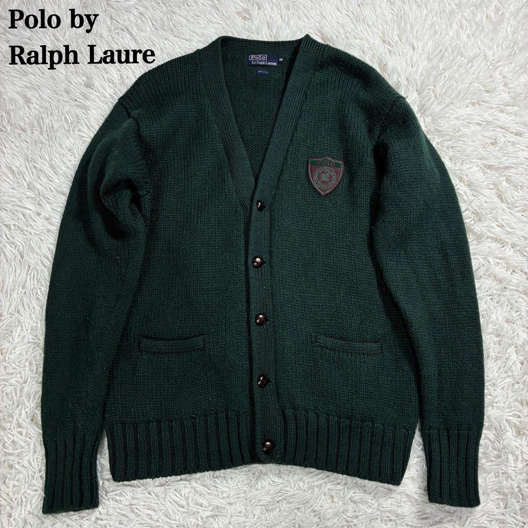 希少✨ラルフローレン 厚手 リブニット カーディガン ワッペン くるみボタン