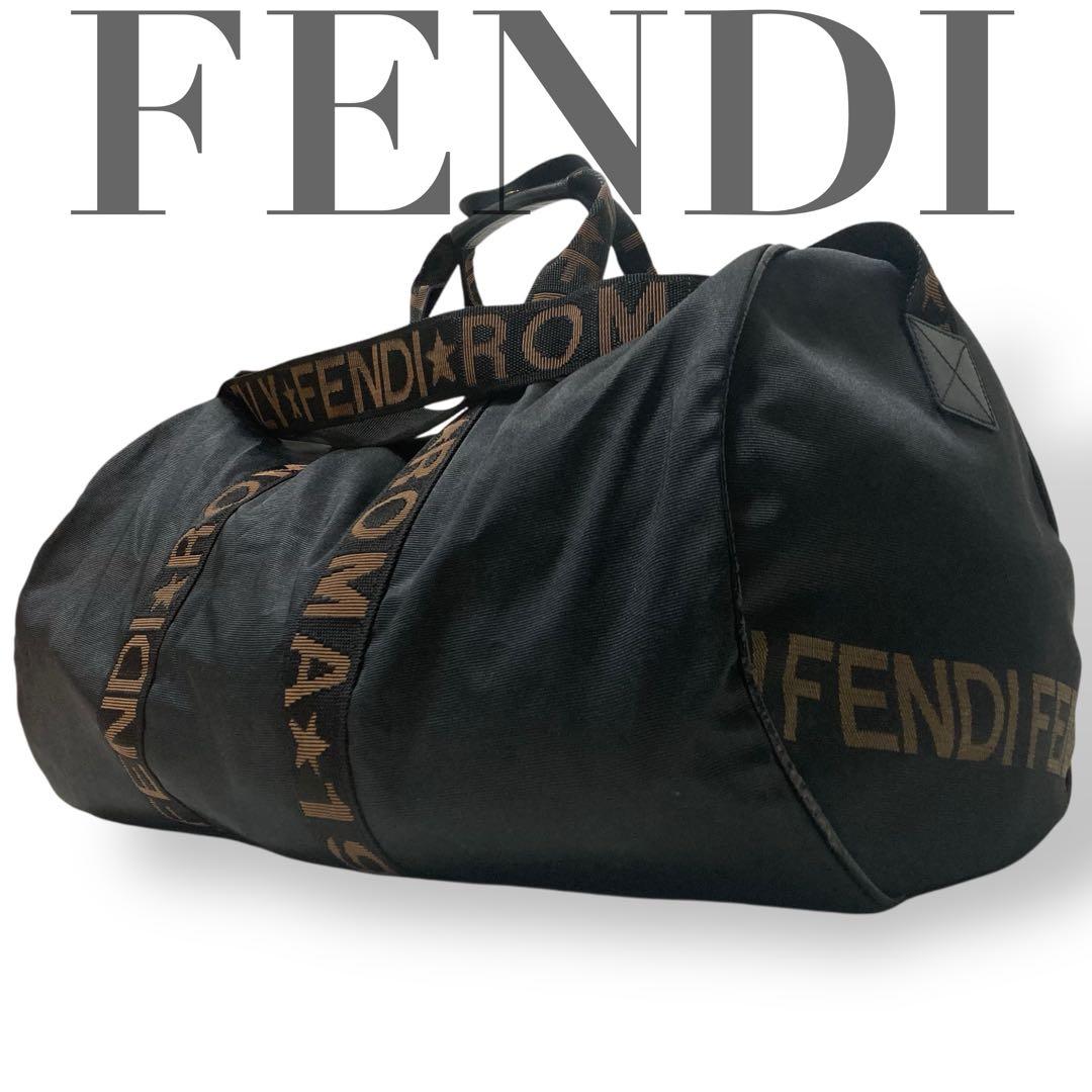 ミミ様　フェンディ　2way ボストンバッグ　ショルダー　ナイロン　ロゴ柄　黒