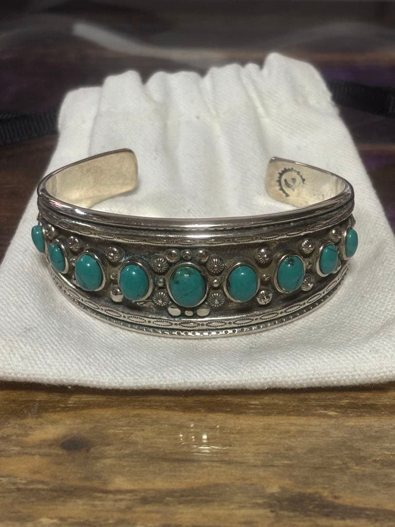 ターコイズシルバープレーティング　バングルブレスレット