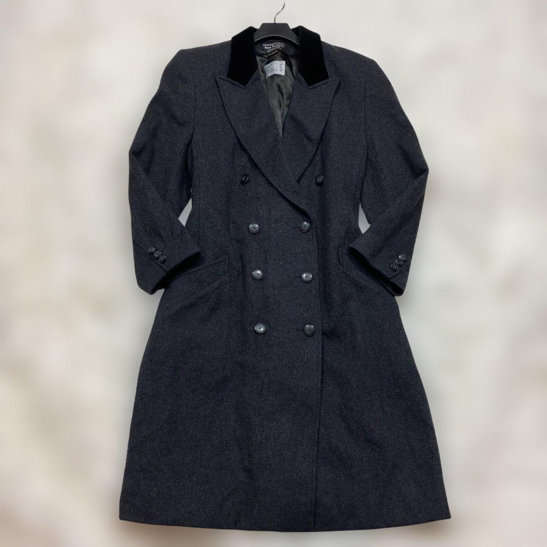 極美品 ノームトンプソン ダブルチェスターコート カシミヤ混 英国製 グレー L