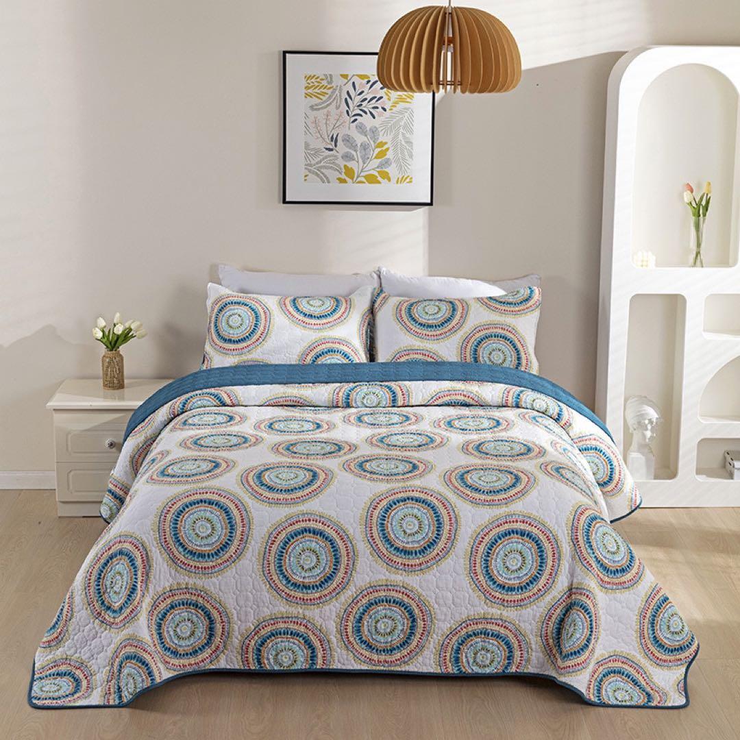 キルトベッドカバー3点セット綿マルチカバー キルティング 105