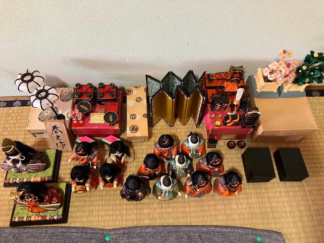 美品 春光作 ひな人形 大量セット 昭和 レトロ 雛祭り 雪洞 掛盤膳揃 雲絹縁
