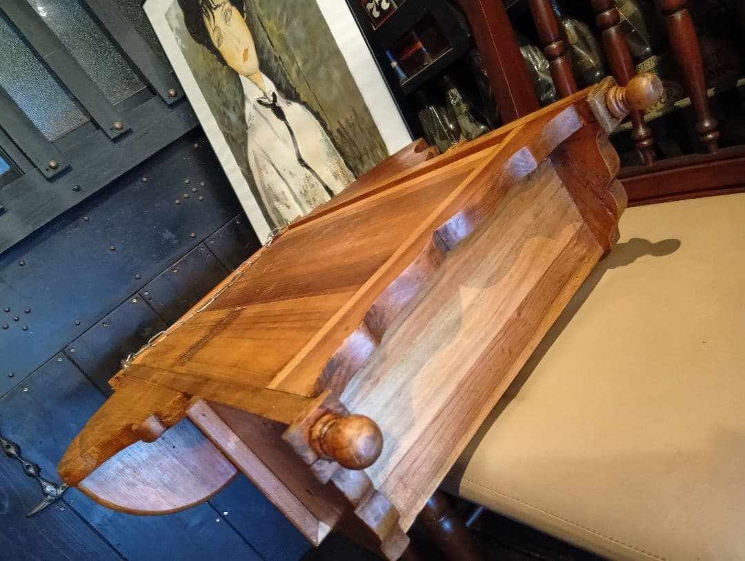 希少　1970's　フレンチ　カービング　ウッド　硝子扉　ウォール　キャビネット