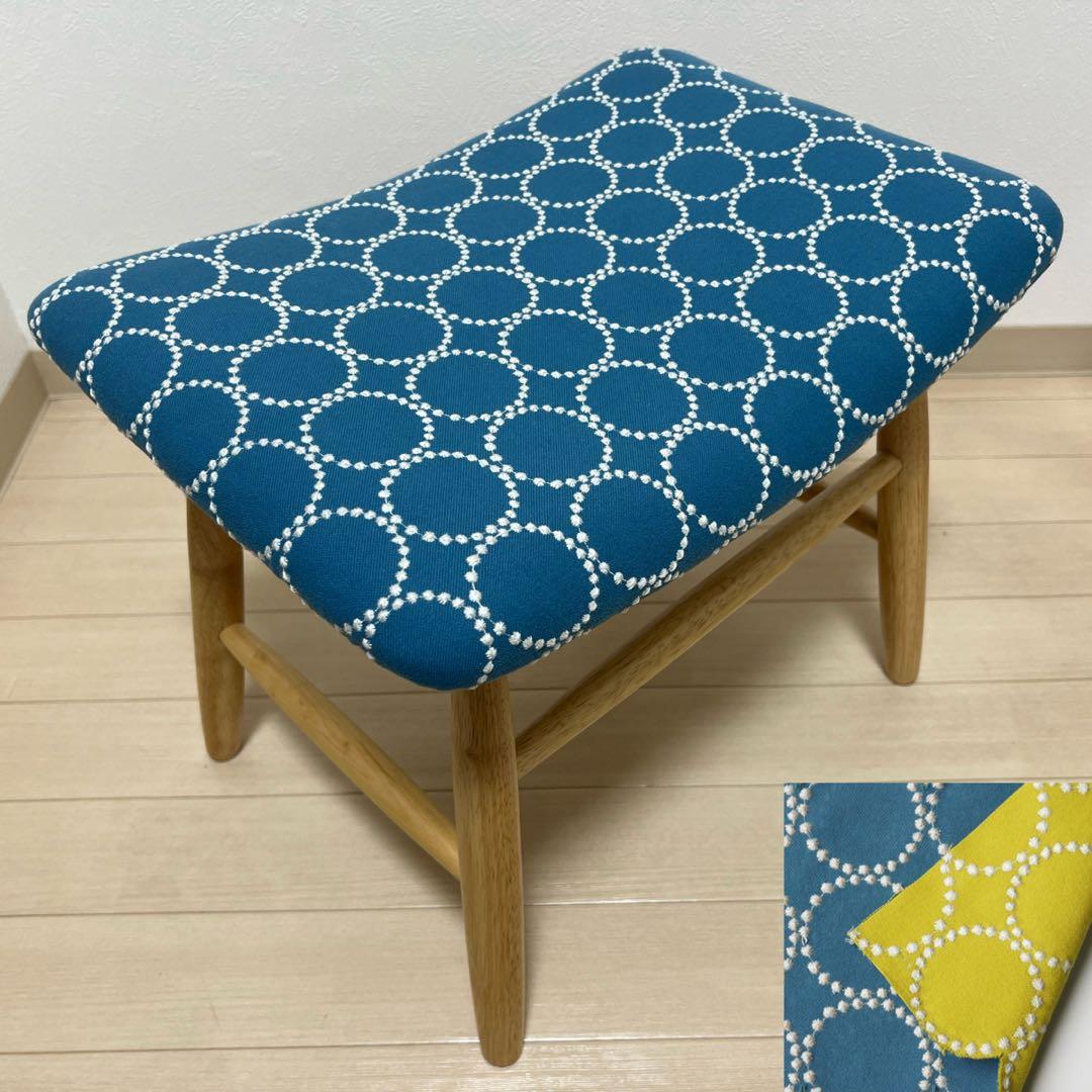 ミナペルホネン スツール タンバリン 丸脚 【ブルー/イエロー】 椅子 ベンチ