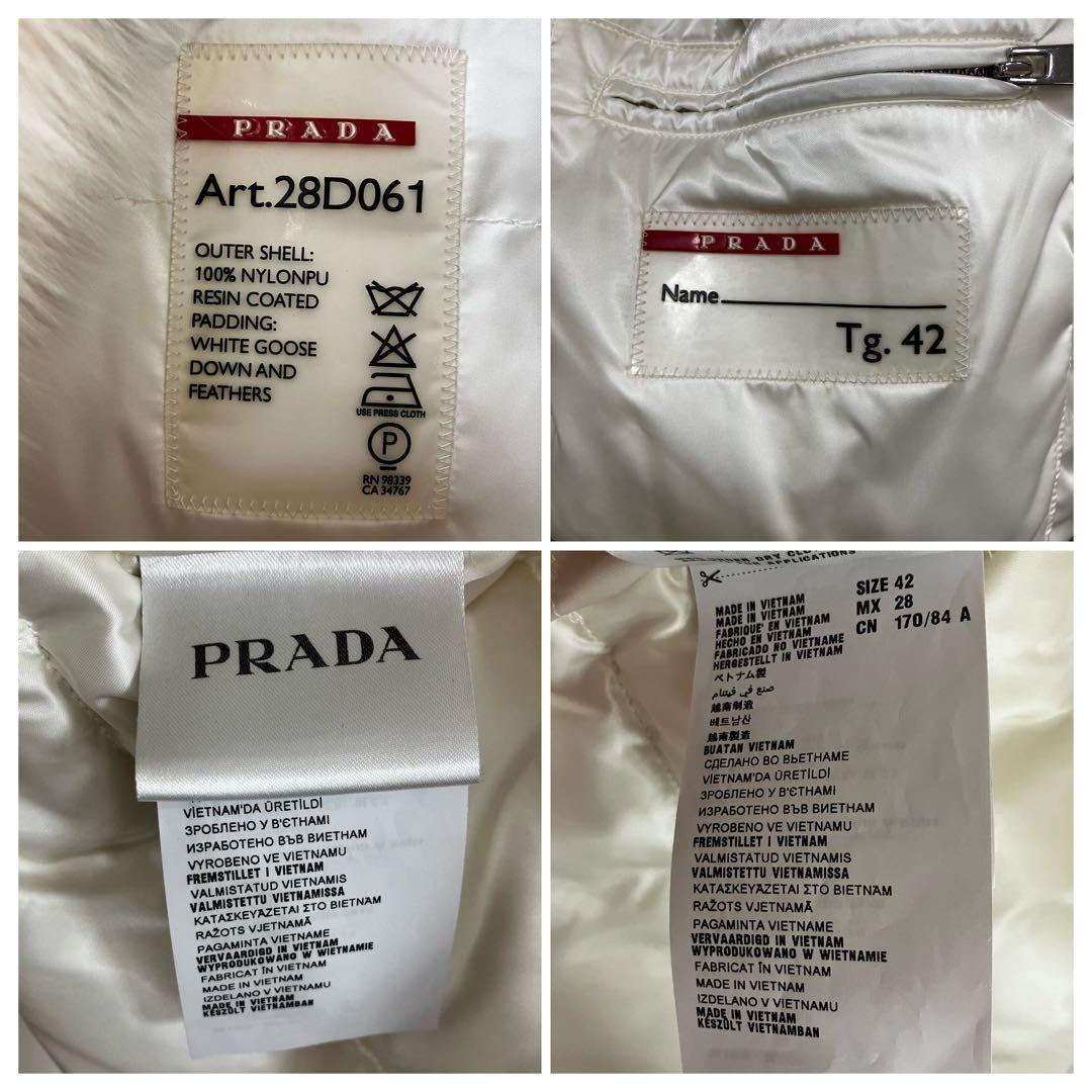 PRADA プラダ ダウンジャケット アイボリー ホワイト系 フォックスファー付