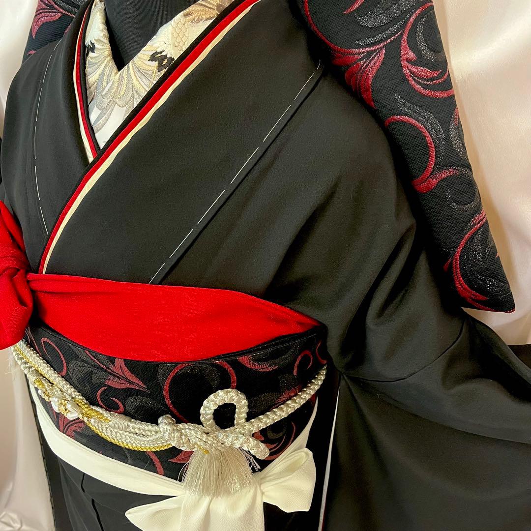 ◾️振袖フルセット■新品オリジナル■正絹無地振袖■黒振袖■成人式振り袖■振袖一式