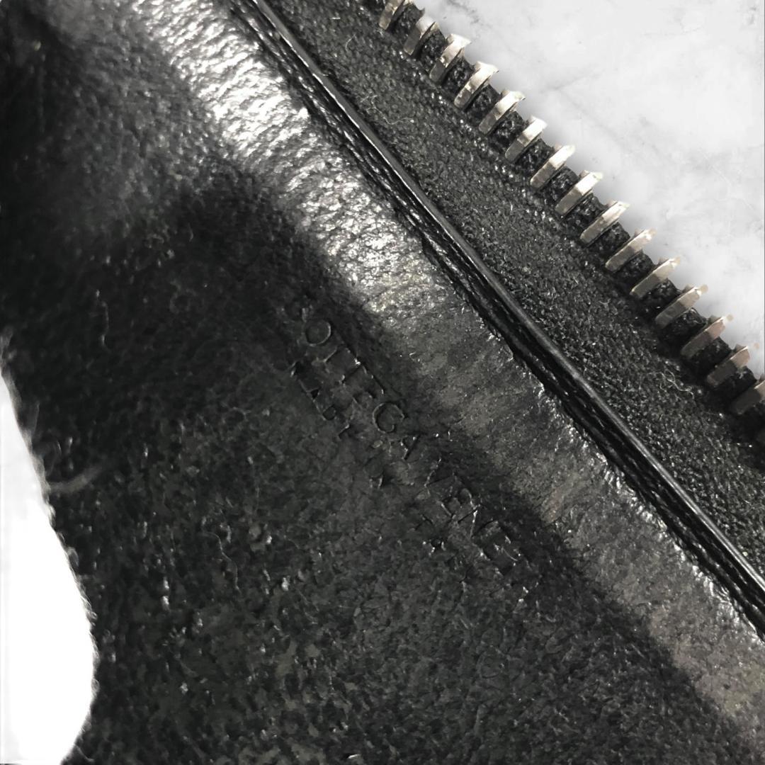 ボッテガヴェネタ ケース イントレチャート 黒 ラウンドファスナー 伊製