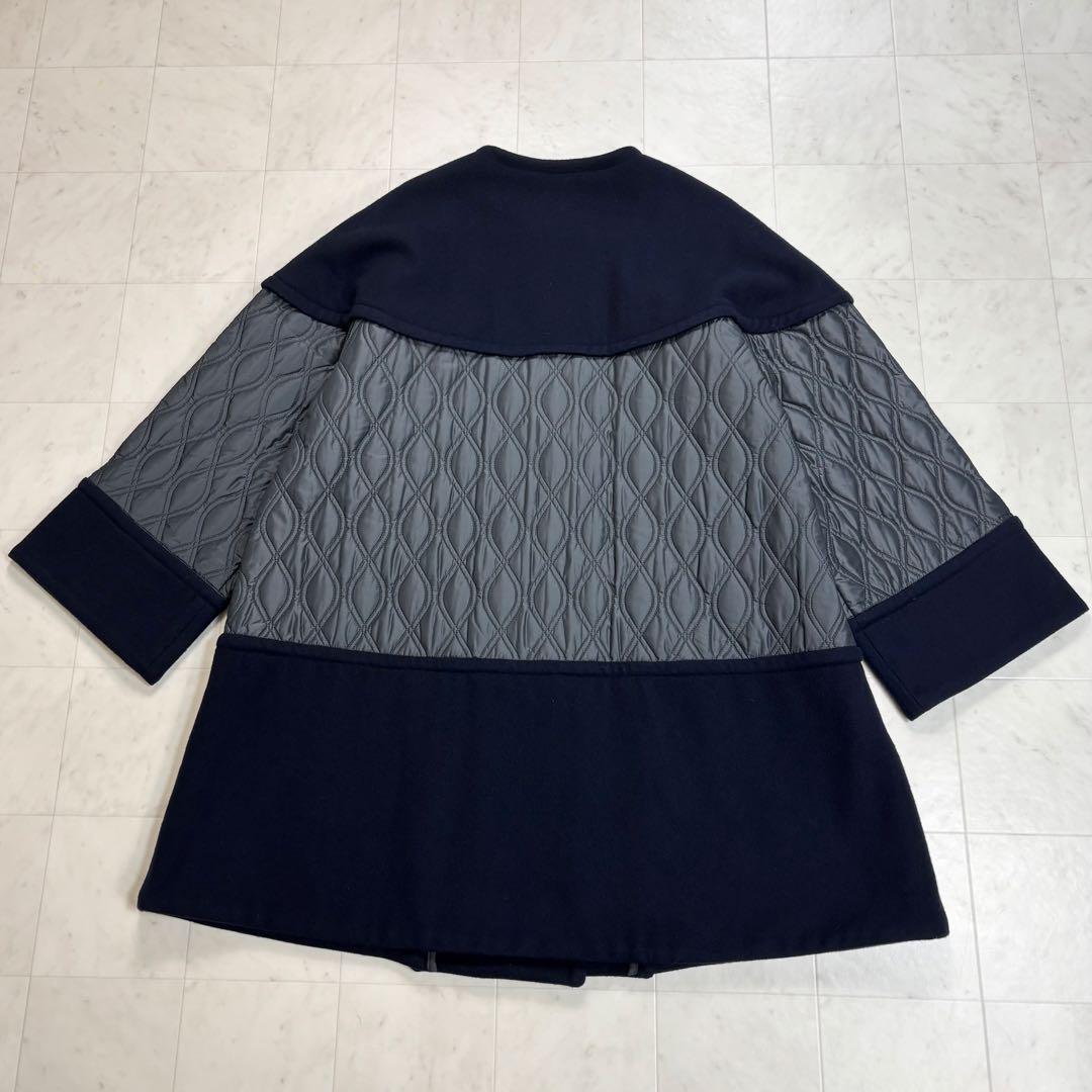 LANVIN en Bleu★美品★メルトンコンビキルティングコート