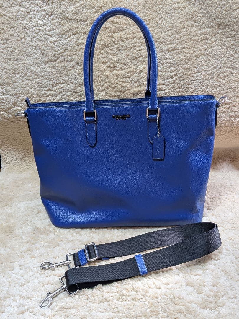 美品☆COACHコーチ ベケット ビジネス トートバッグ スポーツブルー