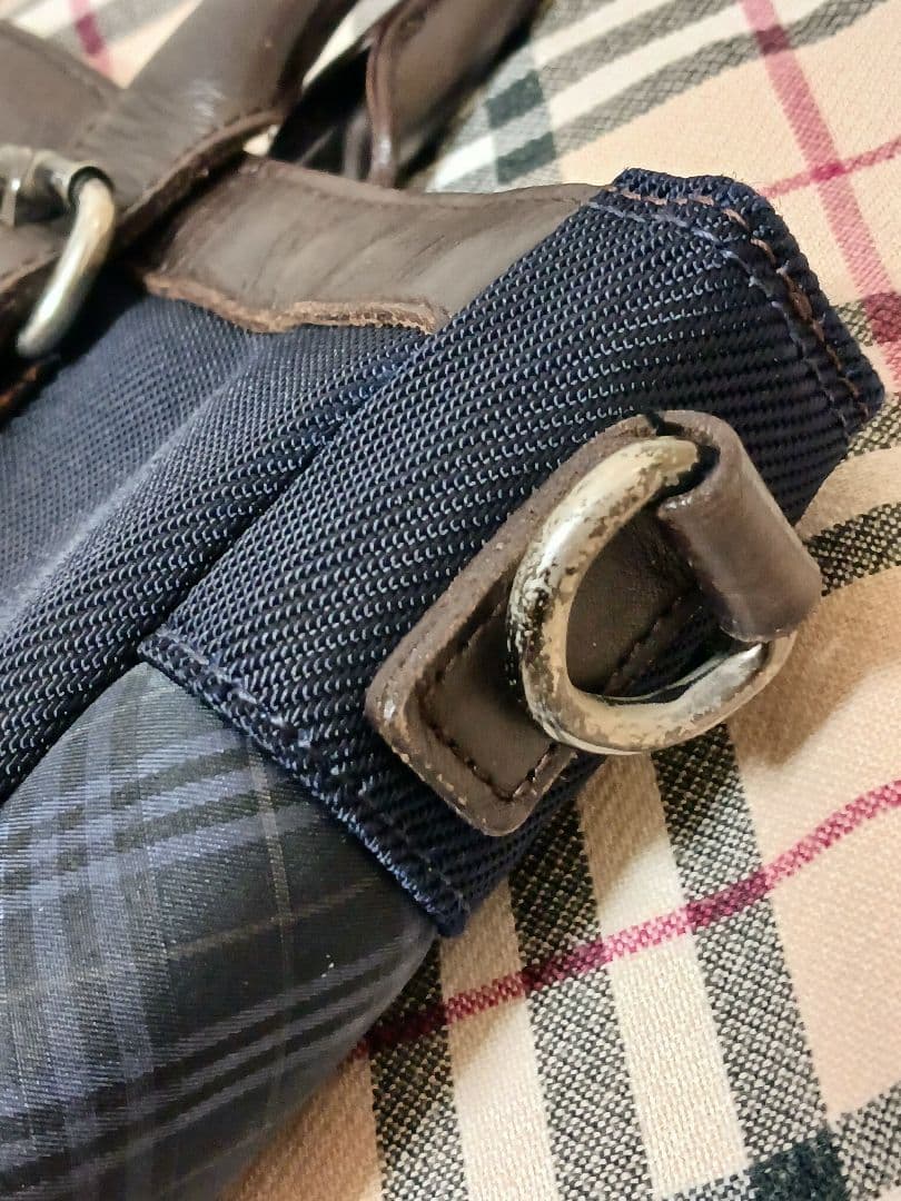 BURBERRY バーバリーブラックレーベル◆トートバッグ◆ノバチェック◆レザー