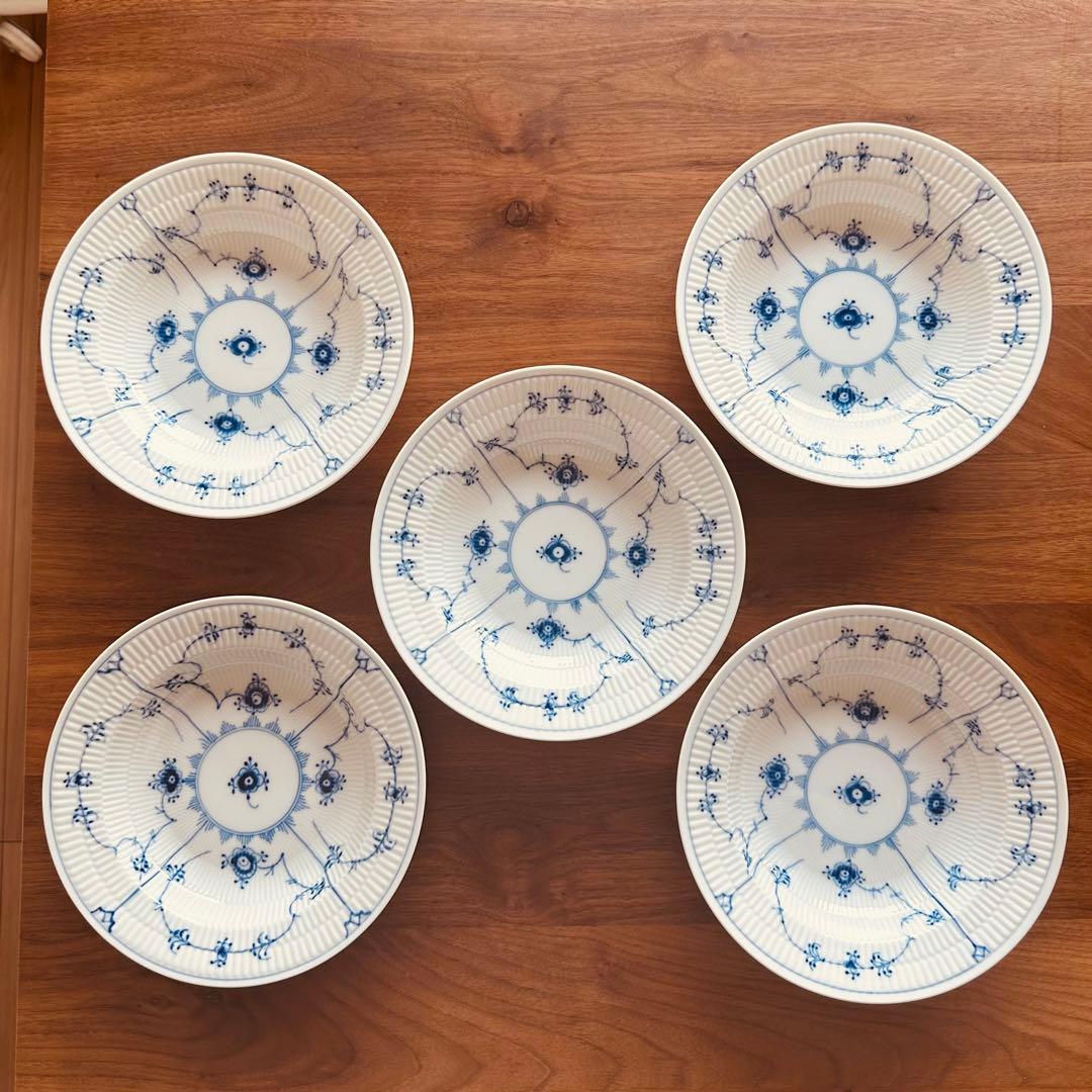 ロイヤルコペンハーゲン101プレーンレース　スーププレート5枚セット