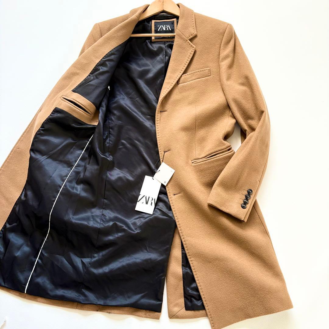 【新品未使用タグ付き】ZARA チェスターコート サイズ　キャメル