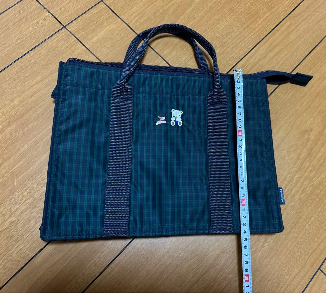 未使用　ファミリア　ブラックウォッチ　トートバッグ　レッスンバッグ