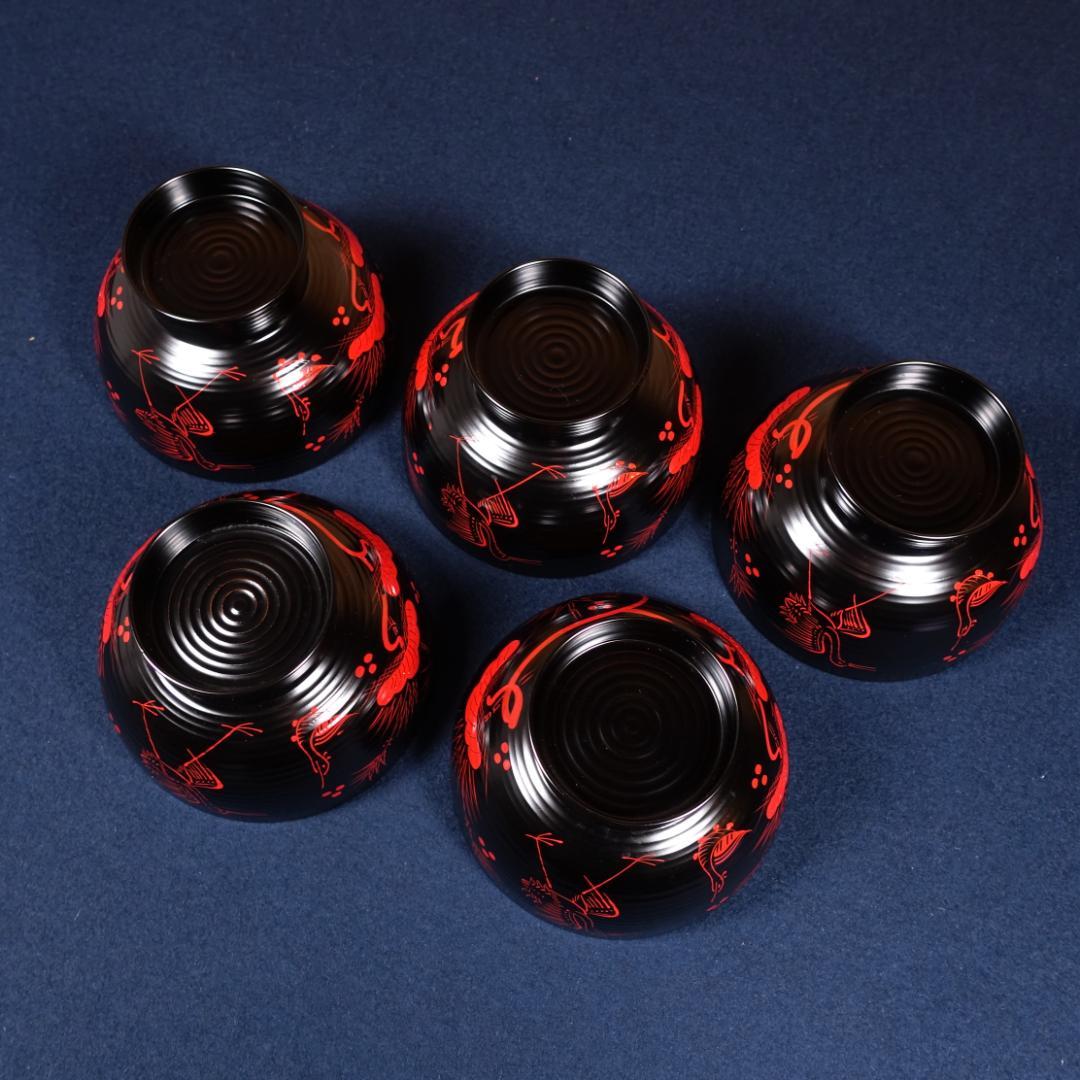 雅な逸品 天然木製 蓬莱山蒔絵 大振 煮物椀 雑煮椀 5客 共箱