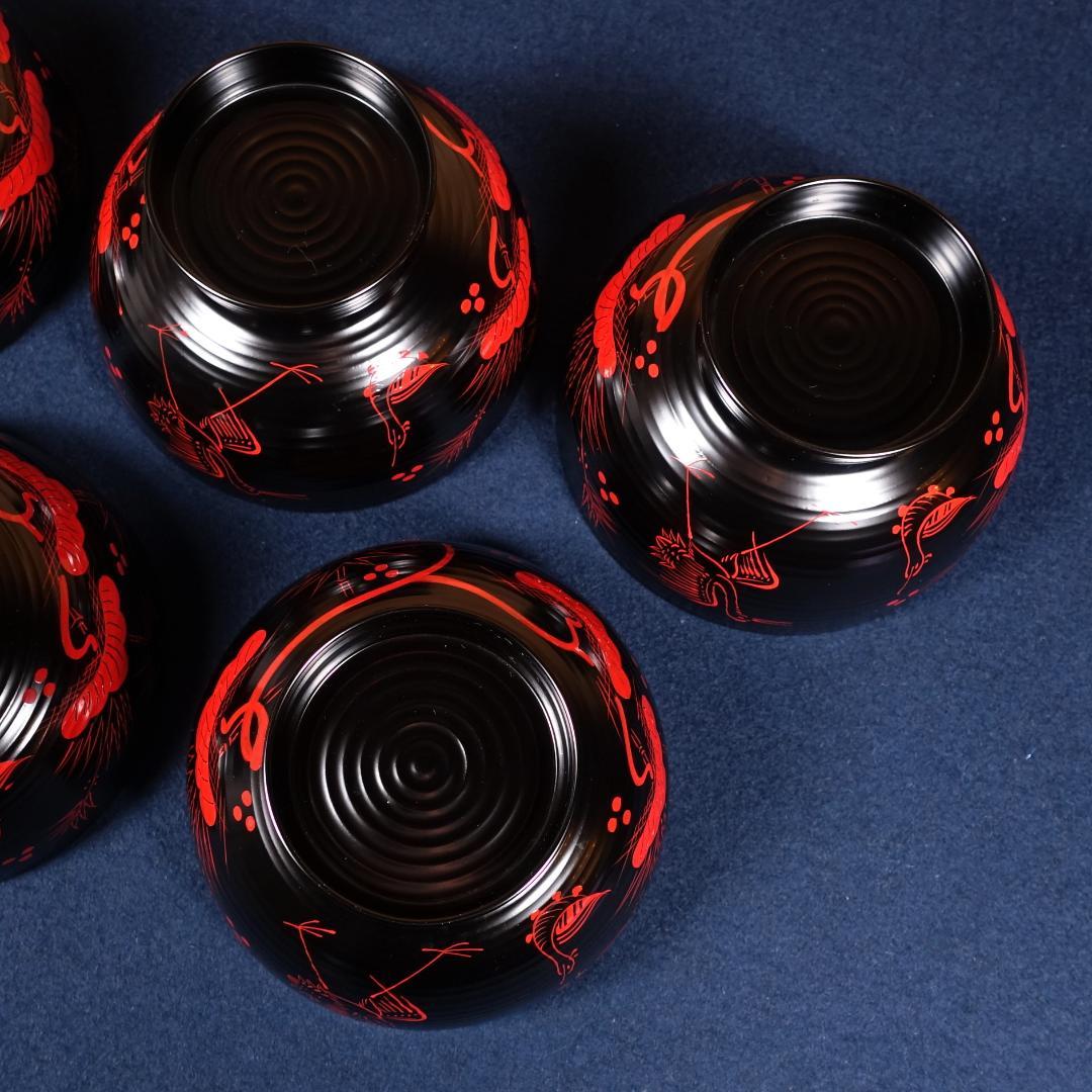 雅な逸品 天然木製 蓬莱山蒔絵 大振 煮物椀 雑煮椀 5客 共箱