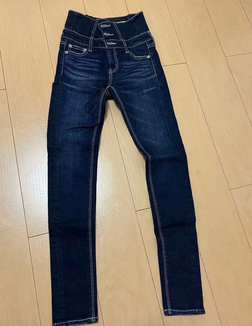 た*ぁ様 GYDA ハイウエストウエストクロススキニーデニムパンツ