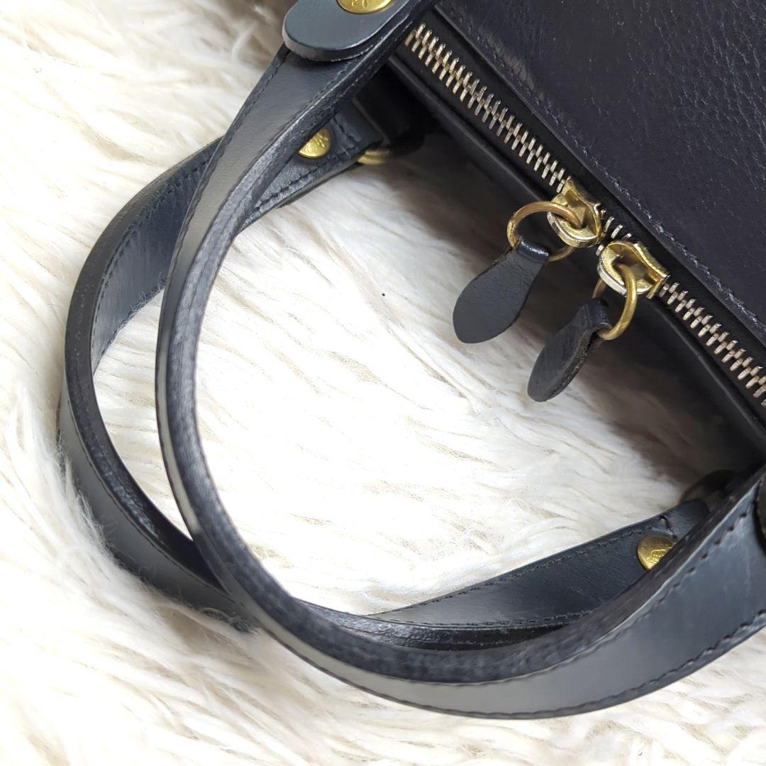 極美品✨イルビゾンテ ミニボストン オールレザー 黒 ロゴ型押し 2way