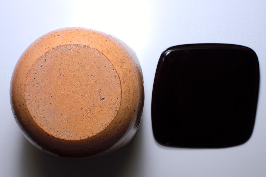 李朝時代 鶴文 桶形水指 [八代 乾山(山本如仙)識箱]