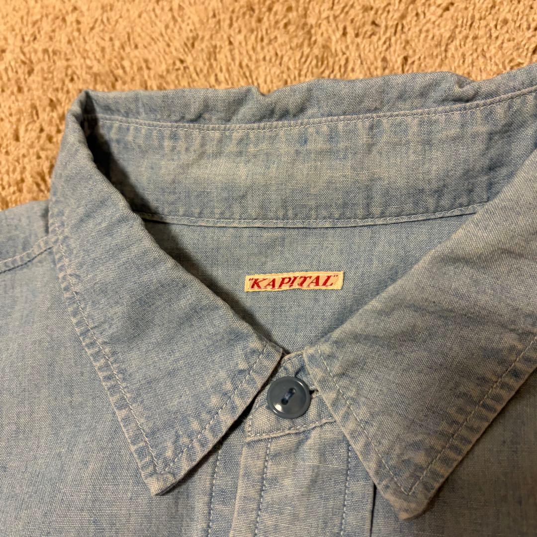 希少 KAPITAL キャピタル シャンブレー ￼ペンギン刺繍シャツ L