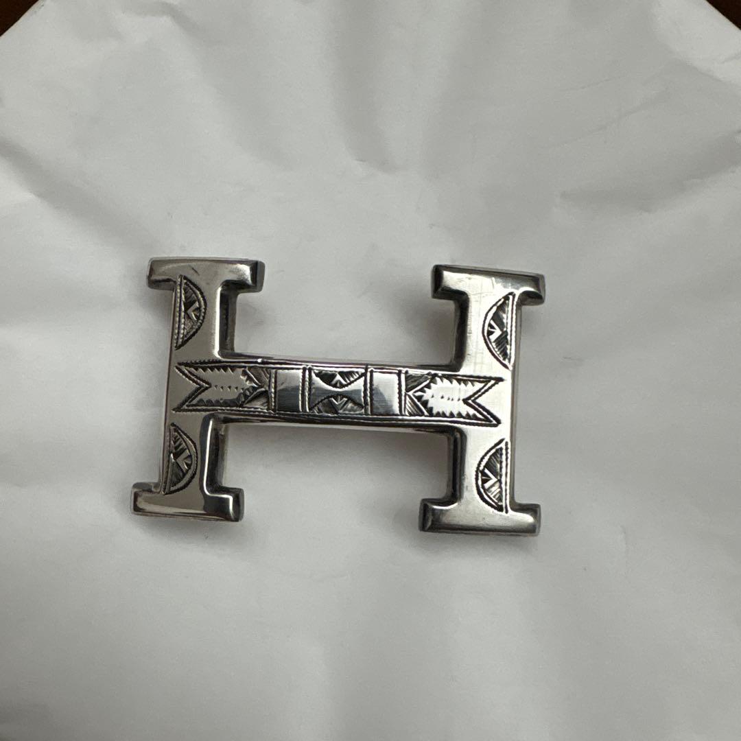 HERMES Hバックル ベルト ブラック シルバー金具 メンズ　トゥアレグ