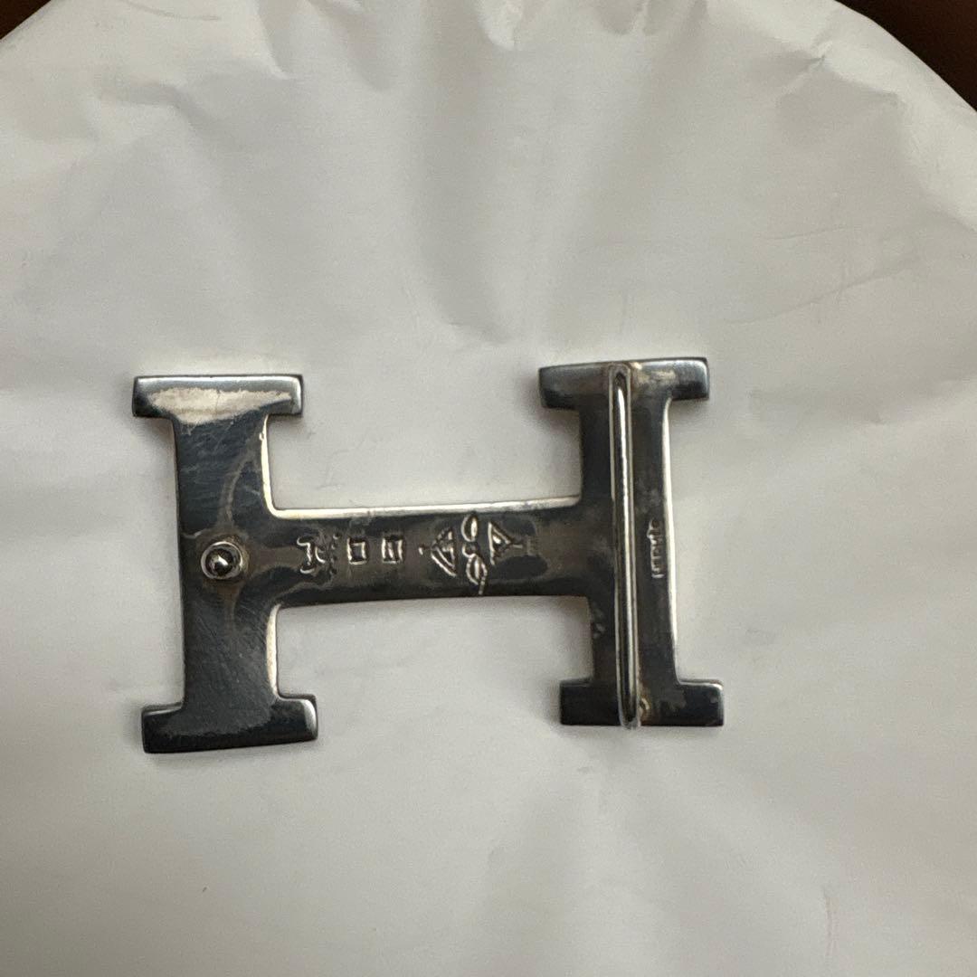 HERMES Hバックル ベルト ブラック シルバー金具 メンズ　トゥアレグ