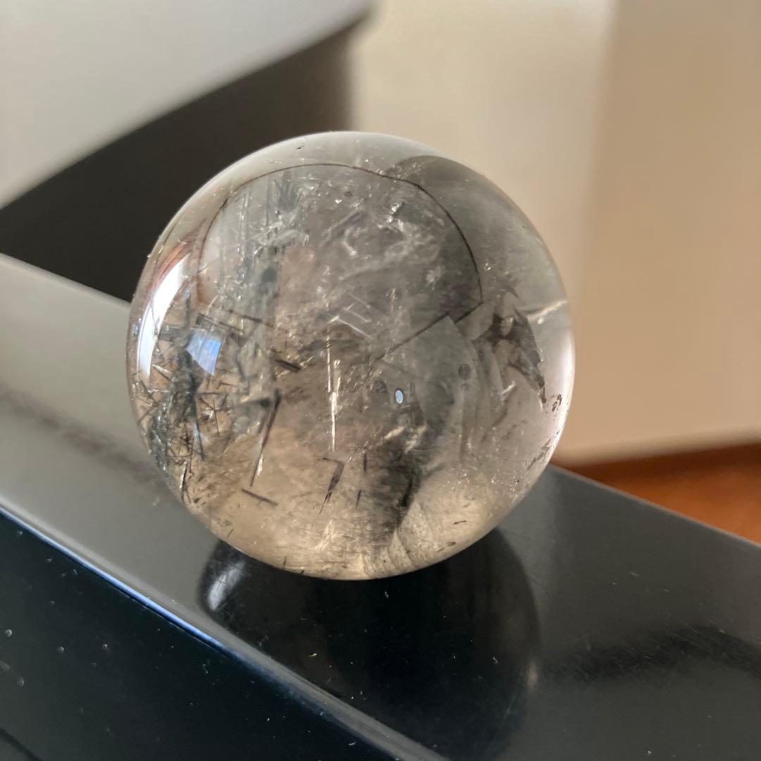 こつぶさま専用トルマリンインクォーツ　スフィア　天然石置物　E13